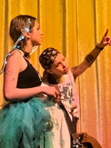 Middle School Student Portray Mr Smee and Tinkerbell onstage