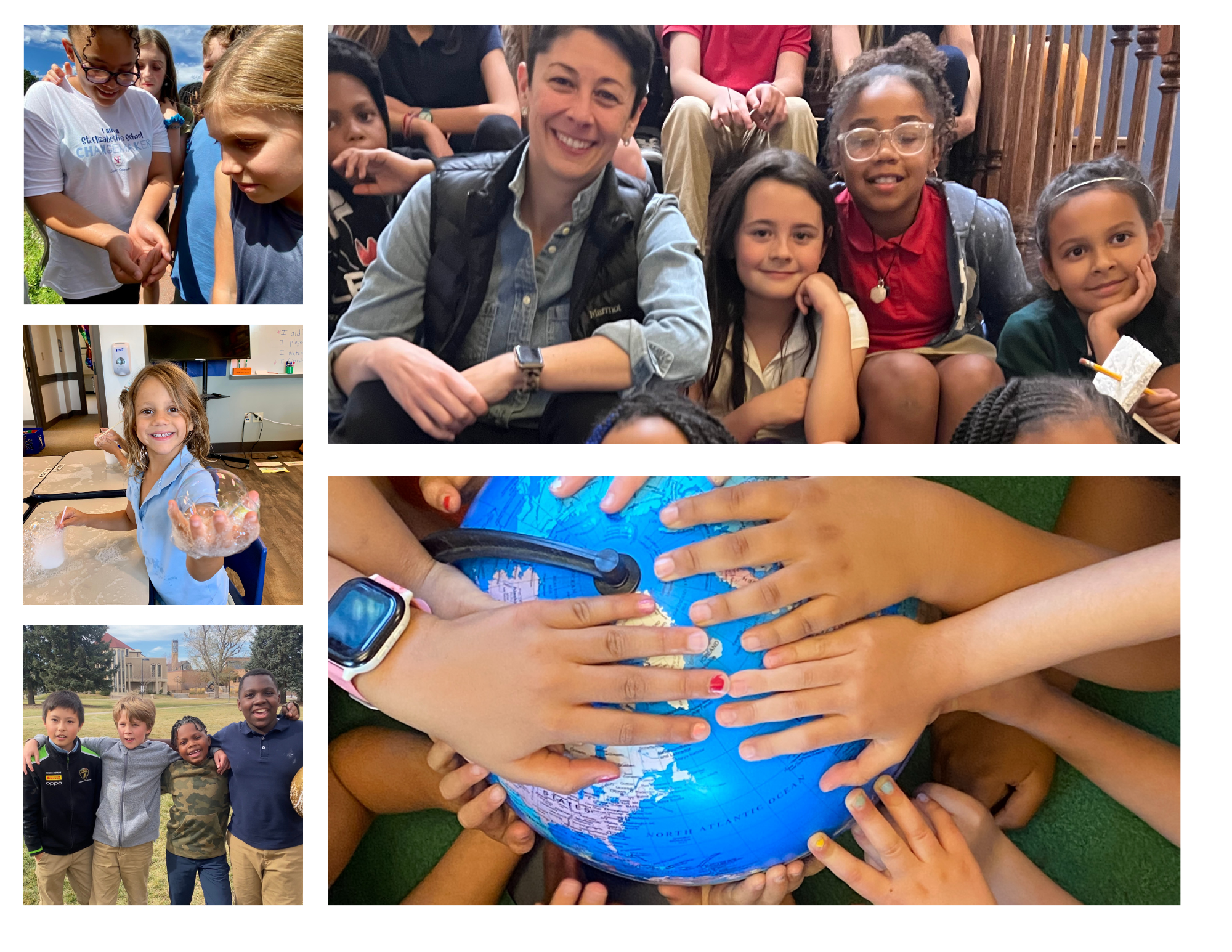 Various students playing and learning at St. Elizabeth's School in Denver, Colorado